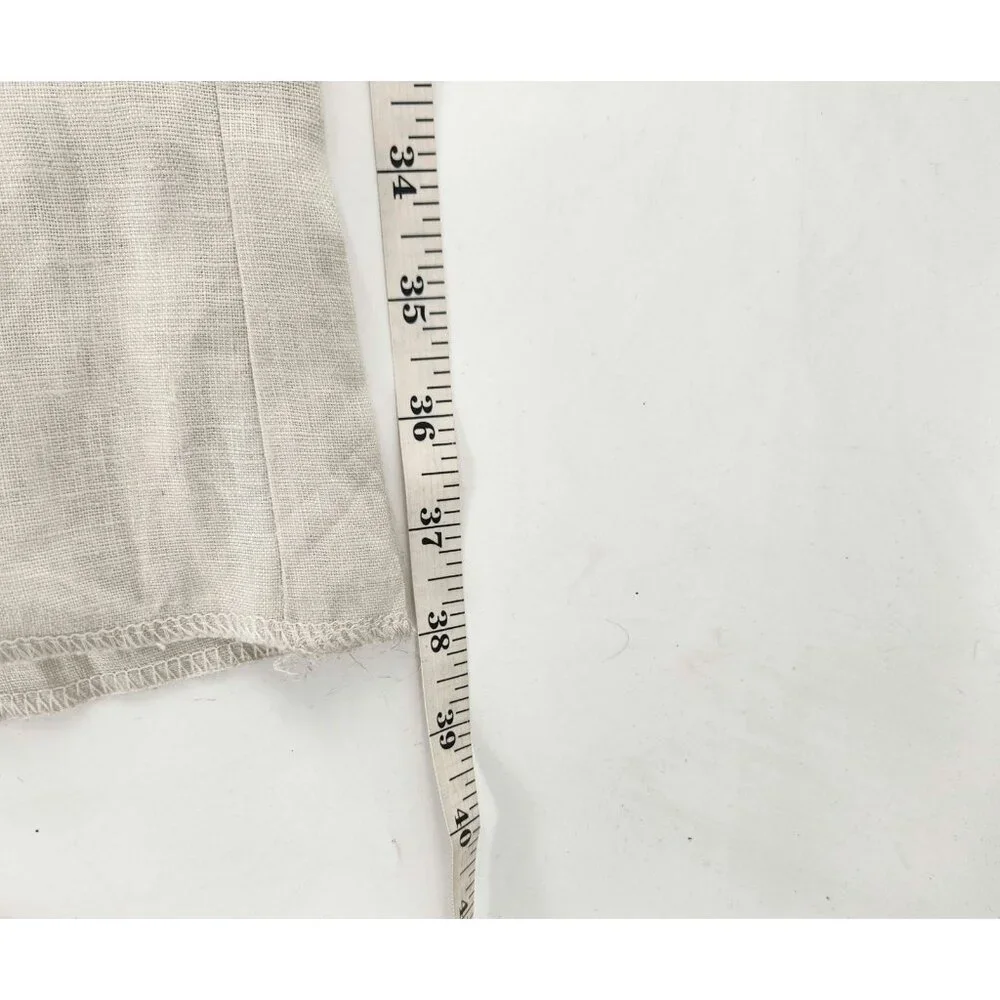 Modelcloth Volos Linen Trousers Mens 40 Light Sand Drawstring Pants Classic